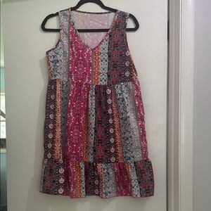 Colorful Patchwork Sleeveless Dress